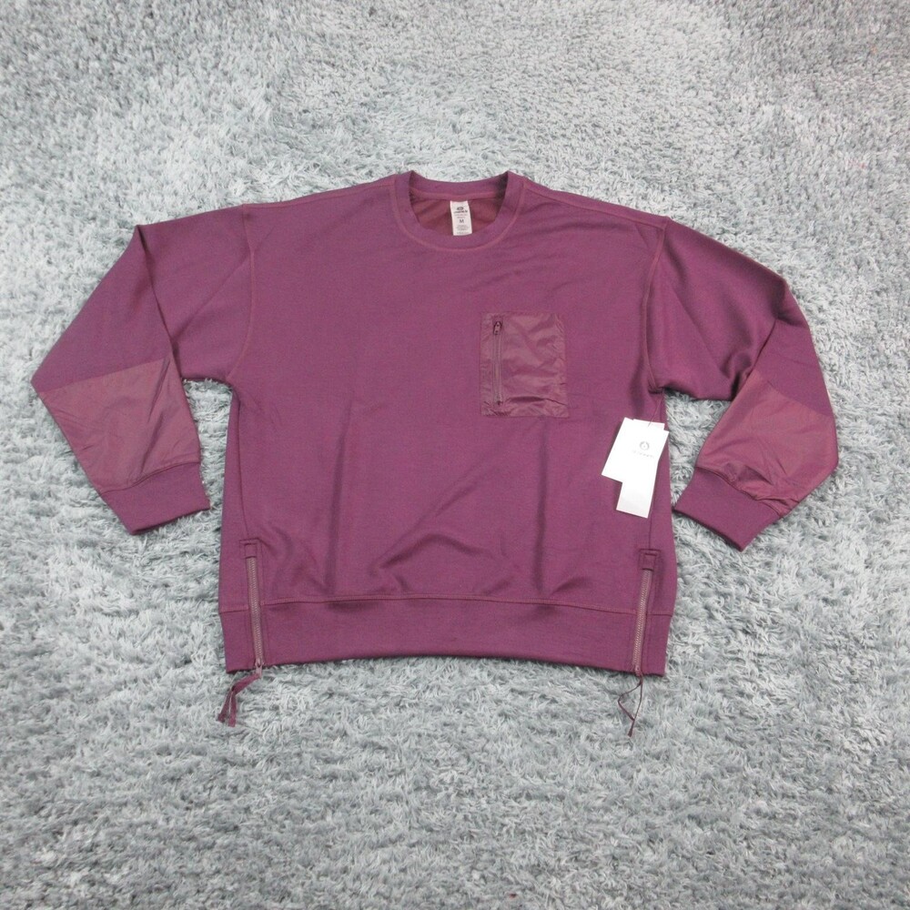 Mono B Sweatshirt Womens Medium Purple Modal-Blend Crewneck Zip Pullover NWT